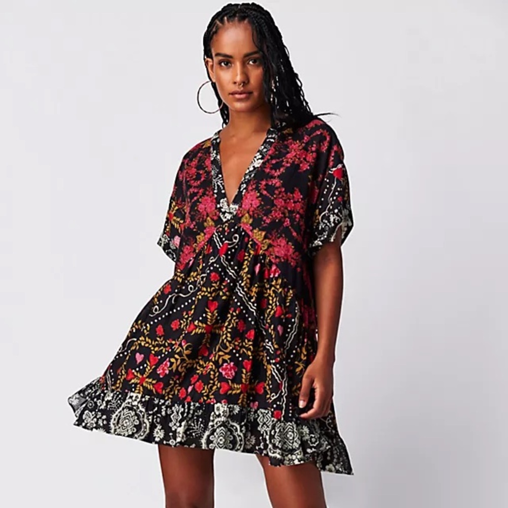 Free People Agnes Dress S in Black Combo Print